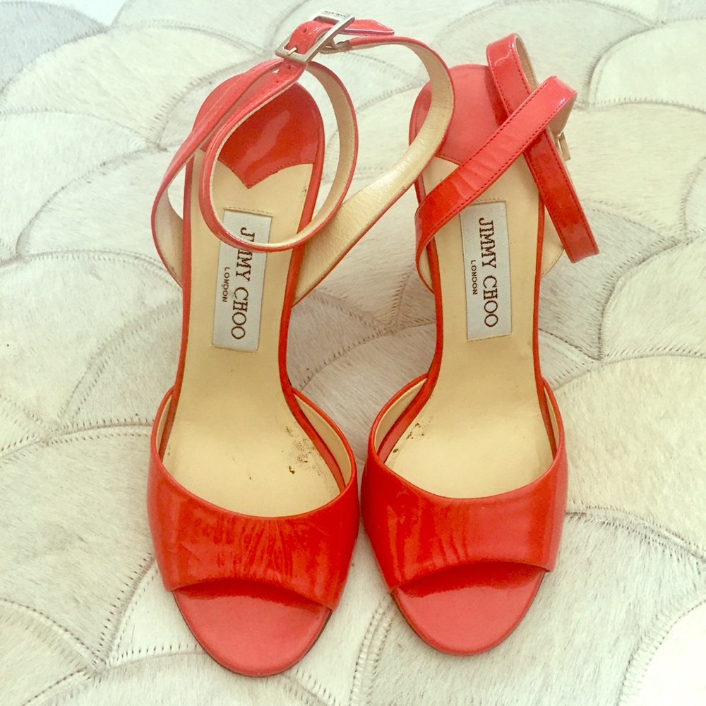 Jimmy Choo Ankle Wrap Patent Leather Heels